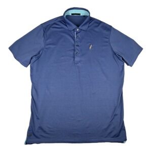 Greyson Polo Shirt Mens XL Blue Striped Golf Performance Short Sleeve Wolf